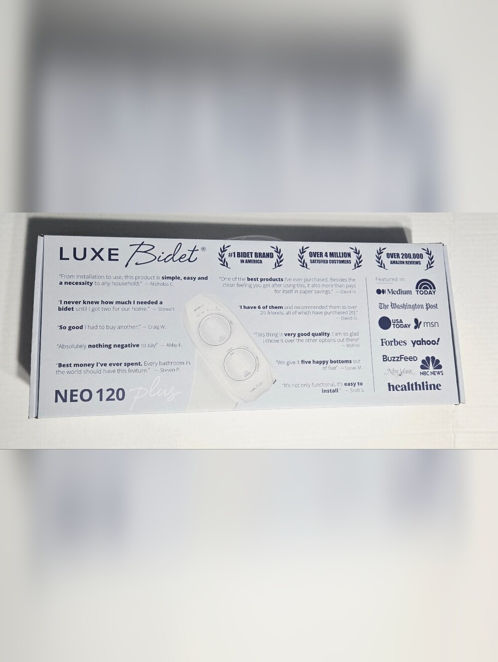 LUXE Bidet NEO 120 Plus Non Electric Toilet Seat Attachment Dual Nozzle Self Cle
